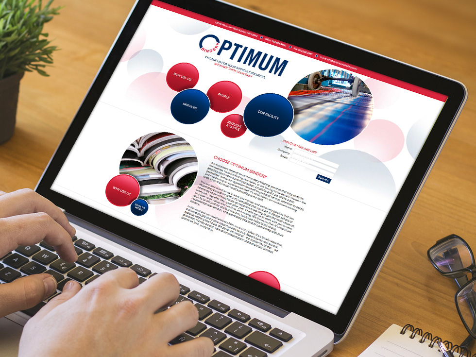 Optimum Bindery site Blue Bumble Creative